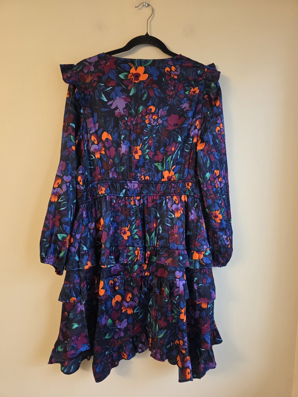 The Pioneer Woman Tiered Ruffle Mini Dress Floral Blue Orange Size Large - Picture 10 of 11